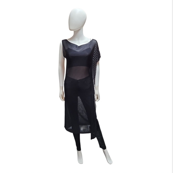 Pier Antonio Gaspari x Fuzzi Dresses & Skirts - PIER ANTONIO GASPARI X FUZZI | Sheer Asymmetrical Viscose Tunic | Black ~ IT 44